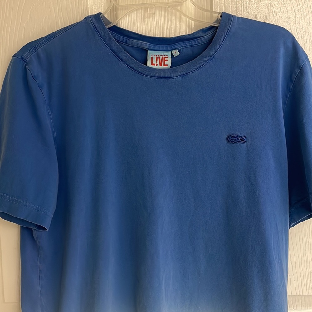 Lacoste Live T-shirt Mens Ombré Blue White Size 4 - Picture 2 of 8